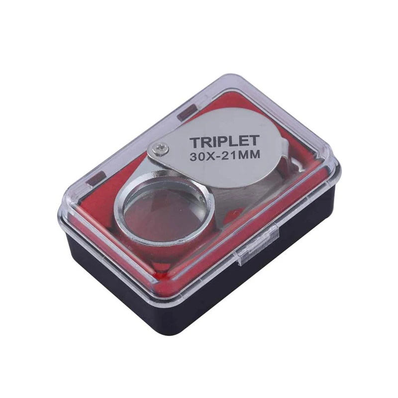 Metal Jóias Lupa, Jewelers Eye Tool, Jóias Dobrável Lente De Vidro De Lupa, Lupa De Vidro Triplet, Vidro Diamante, 30X