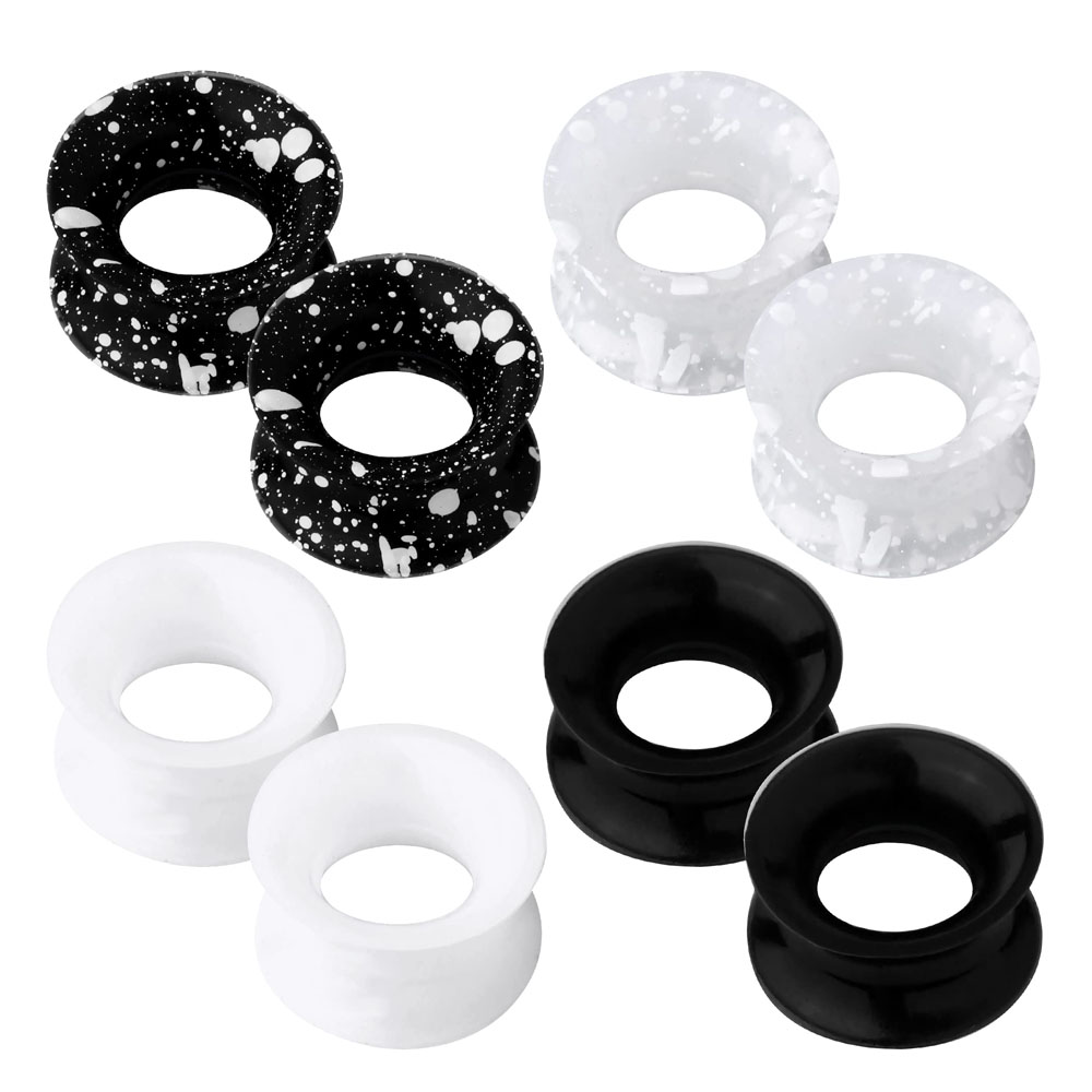 Dilatadores de oreja de silicona para hombres y mujeres, dilatadores flexibles, expansores de doble campana, joyería para Piercing de oreja, 2-8 piezas: Rojo / Bañado en rodio de imitación