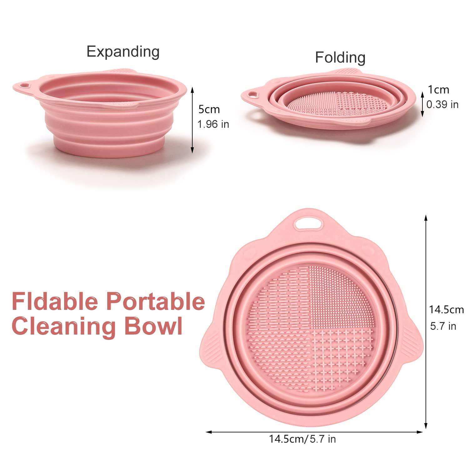 1pc Foldable Silicone Makeup Brush Cleaner Bowl - Portable Cleaning Tool for Brushes, Powder Puffs, and Sponges