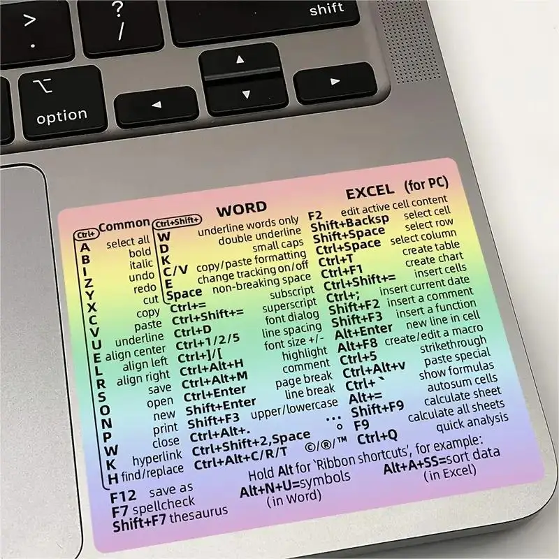 Aufkleber für Mac Fenster + Wort/übertreffen, schnelle Referenzführung, Aufkleber für Mac-Tastaturkürzel, Aufkleber für Laptop-Tastaturkürzel, Aufkleber ohne Rückstände, Vinyl