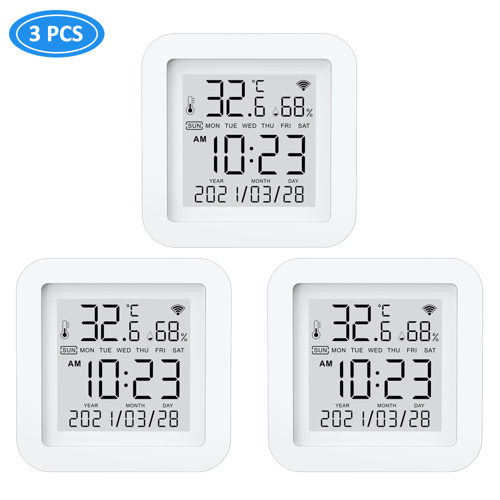 Thermomètre hygromètre WIFI, jauge d&#39;humidité et de température avec moniteur à distance, fonctionne avec Smart Life Alexa Google assistant Tuya: 3PCS
