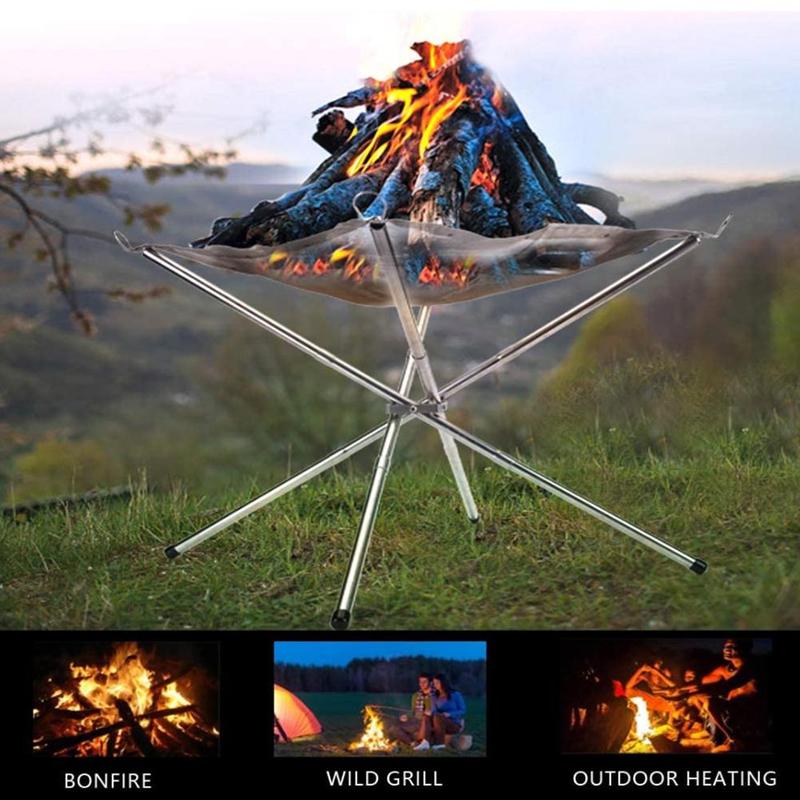 Portable Outdoor Fire Pit Folding Bonfire Rack Camping Burning Wood Stove Incinerator Barbecue Fire L3M1
