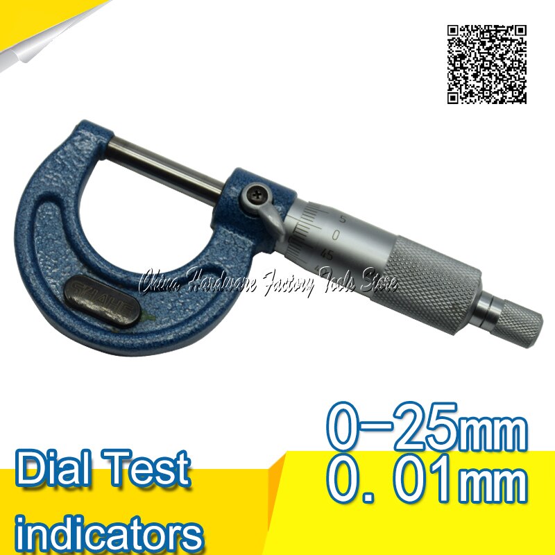 SHAHE 25mm Good High Accuracy Hrometer Gauge Measuring Tool 0.01mm .ardened alloy Probe Outside Mic