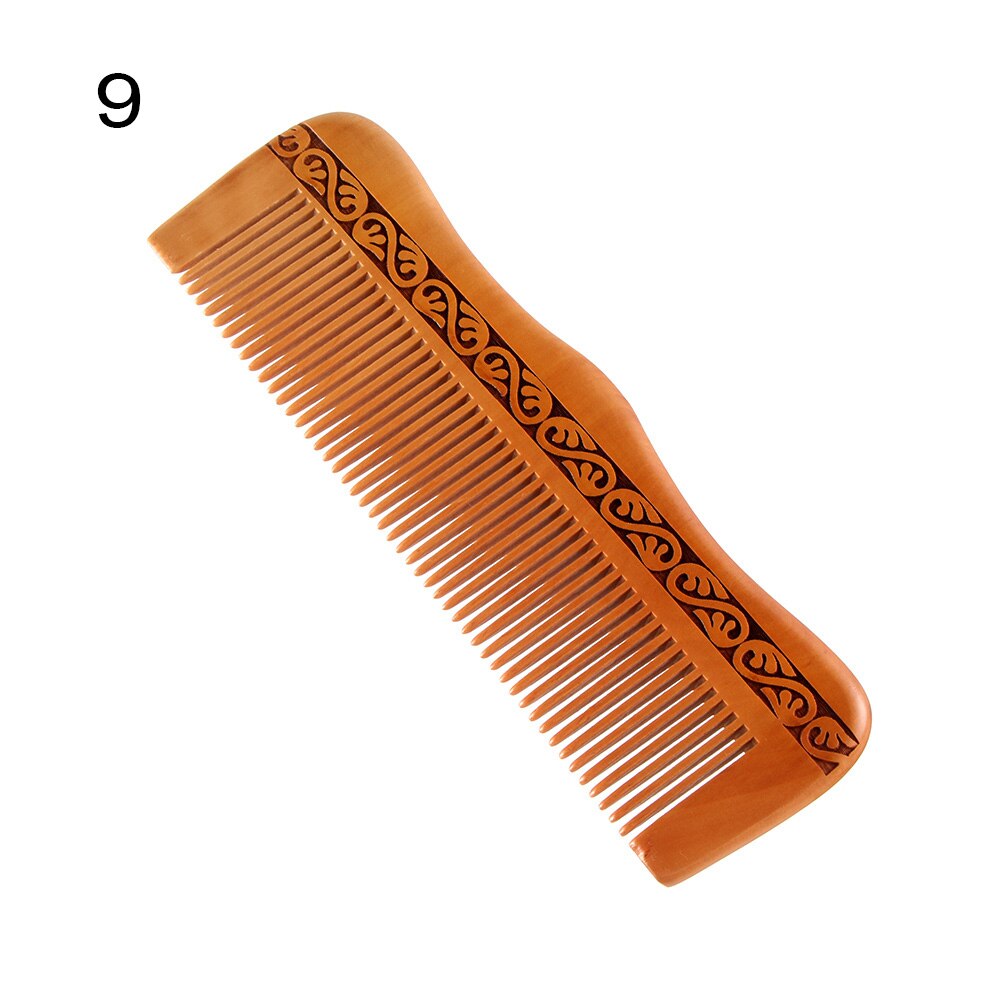1 pc naturligt persikoträ handgjord fin tandkam antistatisk huvudmassage skägg klassisk kam hårstyling hårvårdsverktyg: 9