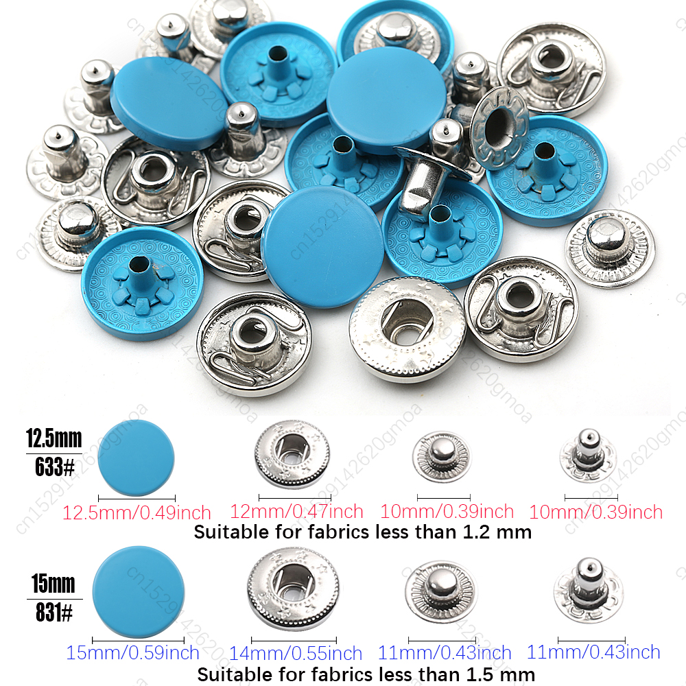 Juego de sujetadores a presión de cuero, botones redondos de Metal de 12,5/15mm, sin costura, botón de Color para ropa, chaquetas, ropa vaquera, 20 juegos, novedad: 4 # / Níquel negro