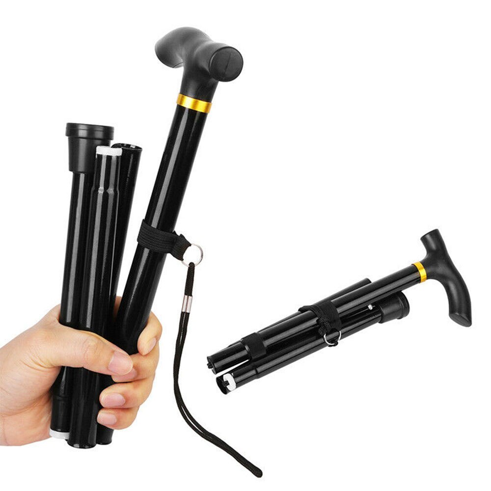 Vouwen Riet Wandelstokken Verstelbare Aluminium Metal Wandelstok Folding Inklapbare Travel Cane Black Bergbeklimmen