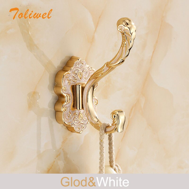 Aluminum Home Decor Nailless Folding Coat Hook Hallway Bedroom Door Hat Clothes Rack Hanger Kitchen Toilet Wall Brack Hooks: Glod White