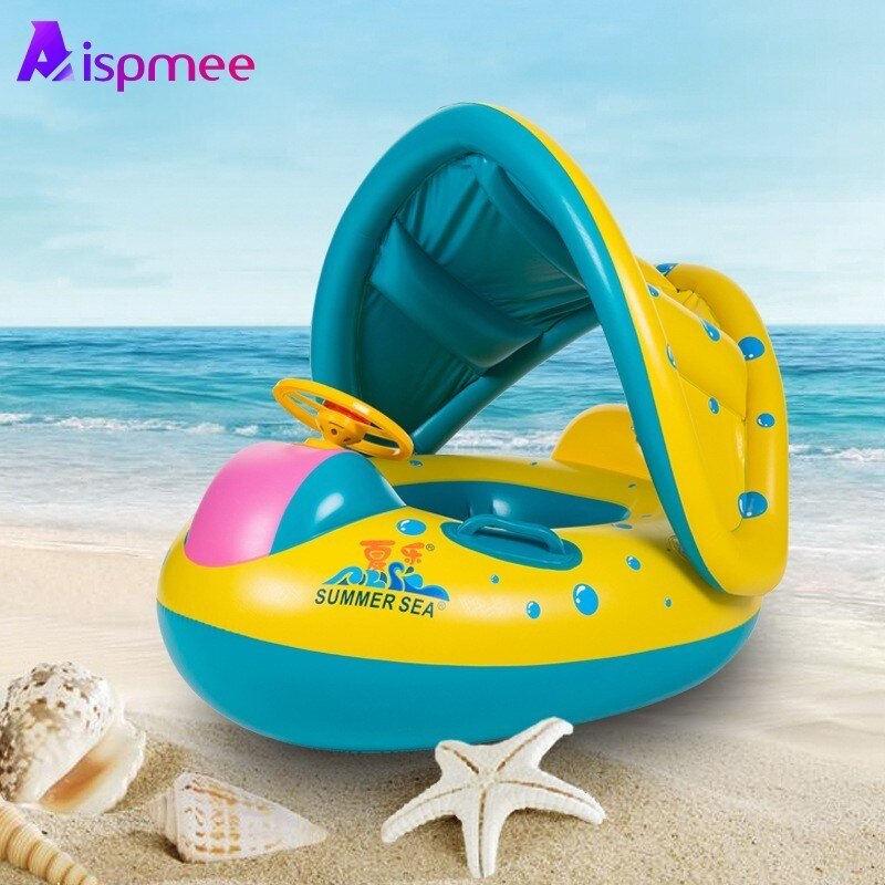 Adjustable Safe Inflatable Baby Swimming Ring Pool Infant Swimming Pool Float Sunshade Seat Baby Bathing Circle Inflatable Wheel