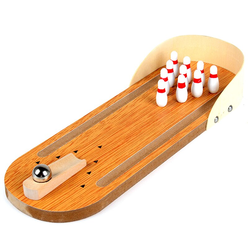 Mini Bowling Game Wooden Mini Bowling Set for Kids Adult Party Fun: Default Title
