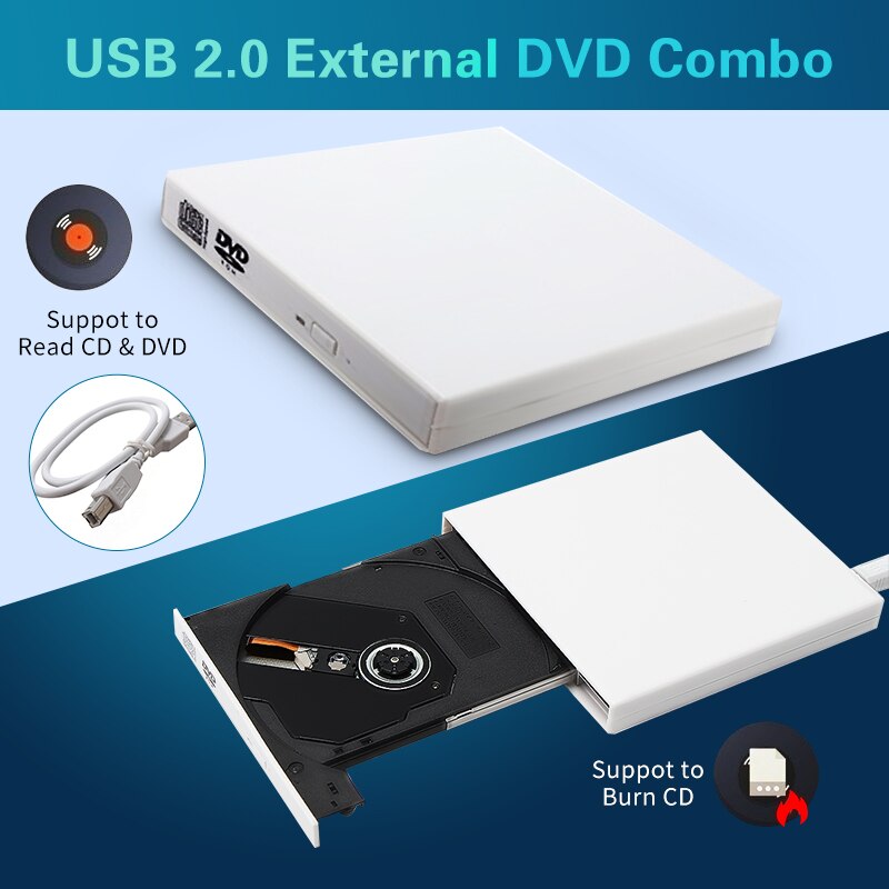 Usb 2.0 Draagbare Ultra Slim Externe Slot-In DVD-RW CD-RW Cd Dvd Rom Speler Drive Schrijver Rewriter Brander Voor pc