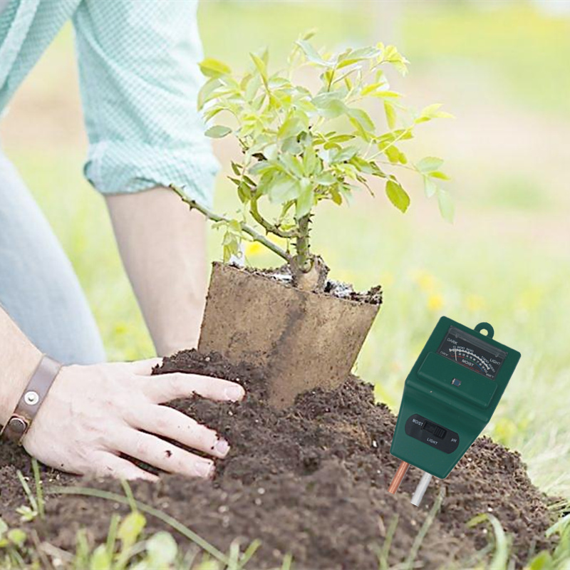 3 IN 1 Soil PH&Moisture Meter CE Certified Soil Temperature Humidity Sensor Conductivity Soil Moisture Light Sensor 20% off