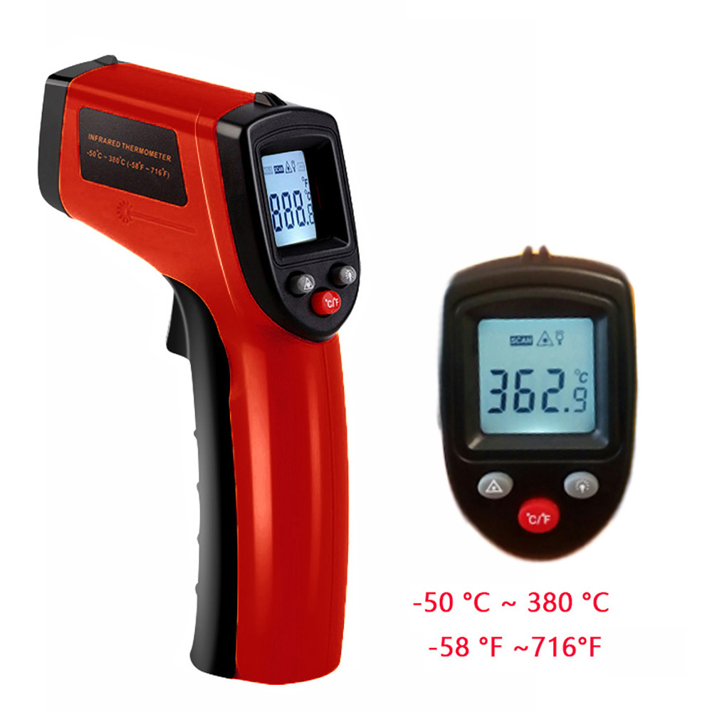 Draagbare GM320 Infrarood Thermometer C/F Non Contact Pyrometer Industriële Digitale Ir Temperatuur Meter -50 ~ 380 ℃ graden Celsius: red-380