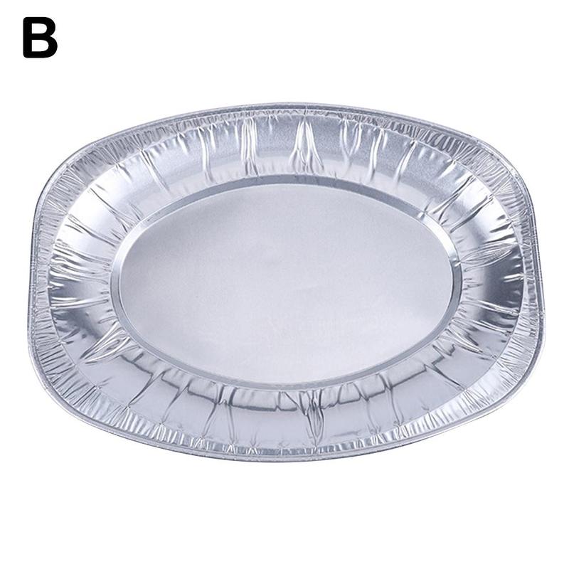 10Pcs Tin Folie Bakplaat Wegwerp Barbecue Gereedschap Voedsel Lade Wegwerp Aluminiumfolie Grill Drip Pannen Voor Bbq Weber grills: Medium