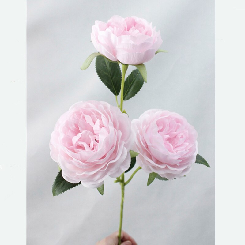 52cm silke kunstige blomster 5 hoveder pæon simulation planter familie bryllup hotel soveværelse pæon blomst dekoration: Lyserød 1