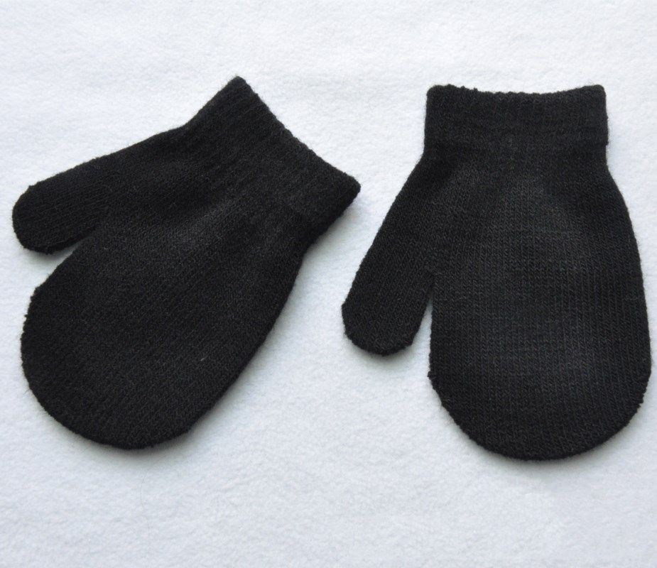 Pudcoco 2019 Nova Marca Da Criança Do Bebê Luvas Meninos Meninas Sólidos Crianças de Inverno Luvas Quentes Mittens 7 Cores: Black
