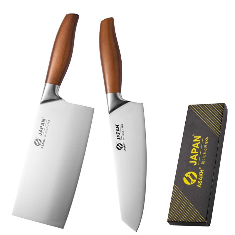 Roestvrij Staal Japanse Keukenmes Hakken Dual-Purpose Koksmes Slagersmes Slagersmes Vlees Cleaver Koken Gereedschap: Style A-C with box