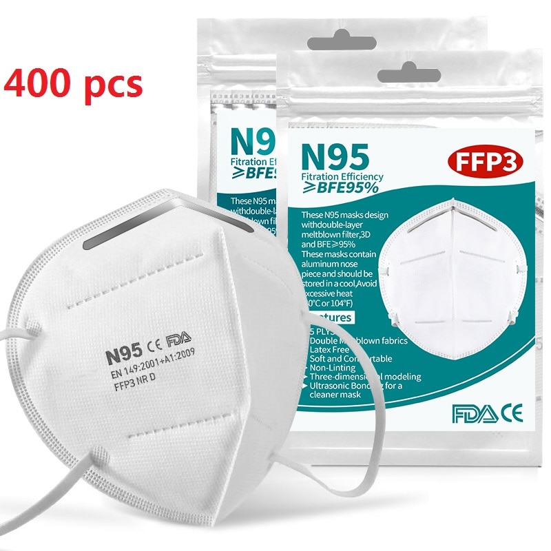 10-400 Stuks Mascarillas Stofdicht Anti-Fog Ademend Mond Gezichtsmasker Met 5-Layer Filter Voor Gezicht mond