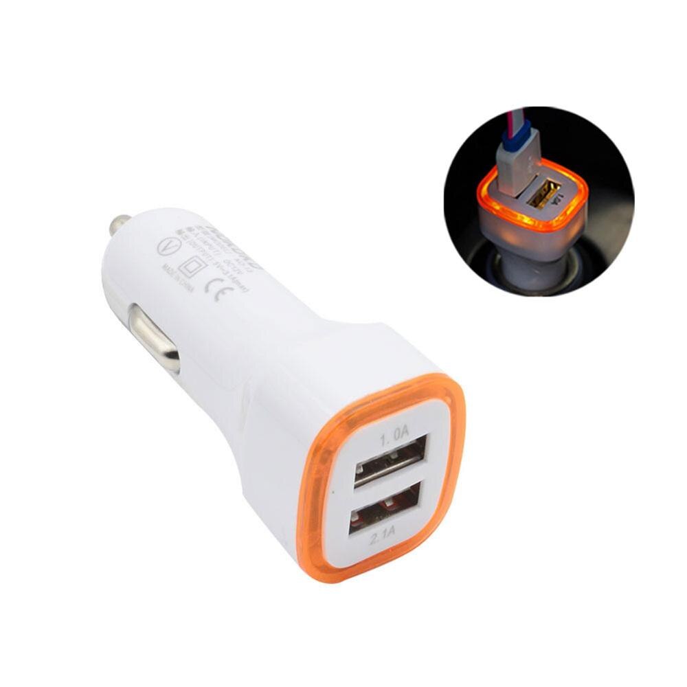 Universal LED Dual USB 2.1A+1.0A Car Charger 2 Port Adapter Cigarette Socket Lighter Mini Mobilephone Car Charger For Cell Phone: Orange