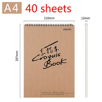 Deli Sketch Paper Artist Painting Paper Student Painting Drawing Sketching Practice Paper 16K/8K/B5 Sketch Book Painting Supply: A2