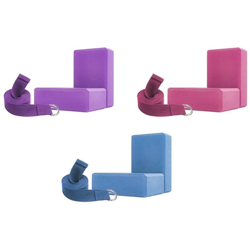 Hjemme yoga blokksett yoga murstein yoga blokk stretch band pilates kroppsforming trening trening treningsutstyr rosa