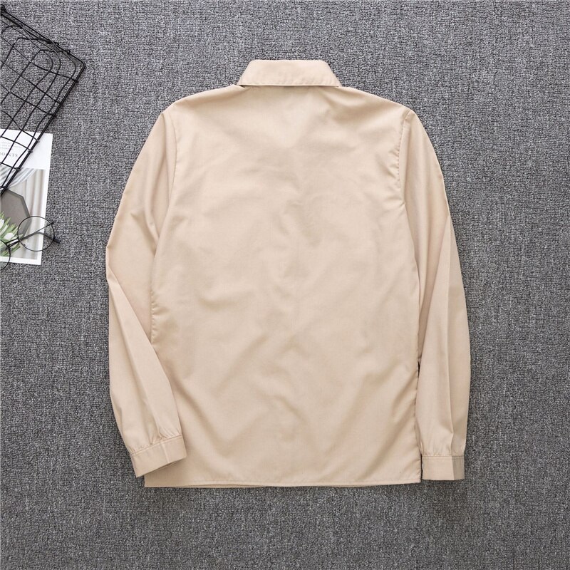 Japanese School JK Uniform Caramel Apricot Long-sleeved Shirt Uniform Pointed Collar Business Formal Occasions Work Uniforms