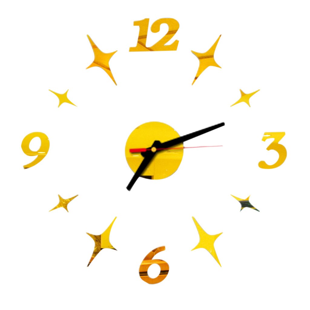 Diy wandklok met 3d spiegeloppervlakken, sticker voor thuiskantoordecoratie