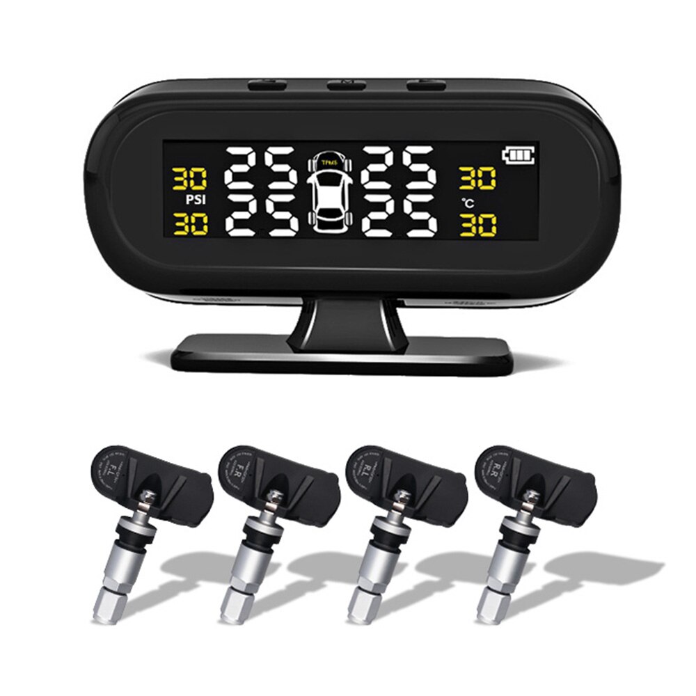 Car Tyre Pressure Monitor Temperature Warning Fuel Save Solar TPMS Tire Pressure Monitoring System With 4 External Sensors: C Built-in sensor