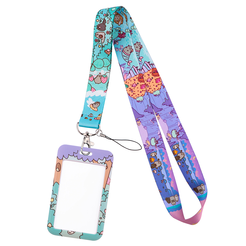 Cartoon Cat Lanyard Keychain Multifunction ID Card Badge Holder Camera USB Cell Phone Neck Strap Key Ring Accessories