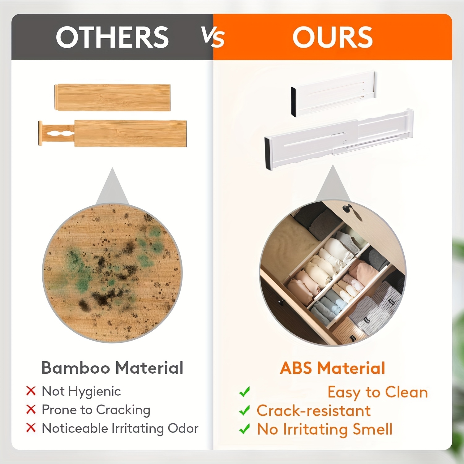 Paquete de 5 divisores de cajones para ropa, organizadores de cajones ajustables, separadores expandibles, organizador de tocador para ropa, cocina