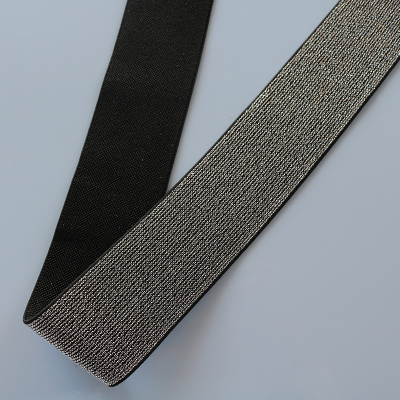 Glitter guld silver elastiska band 10mm 15mm 25mm 40mm elastiska gummiband bälte plagg byxor sömnad spetskanter gör det själv tillbehör: Svart silver glitter / 10mm 1 meter