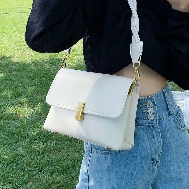 Couleur unie sac fourre-tout carré en cuir PU femmes sac à main voyage épaule sac de messager sac à aisselles