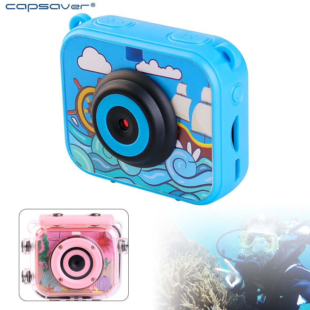 Capsaver fotocamera per bambini 1080P telecamera sportiva supporto impermeabile TF Card 1600M pixel con schermo da 2 pollici per foto Video portatile
