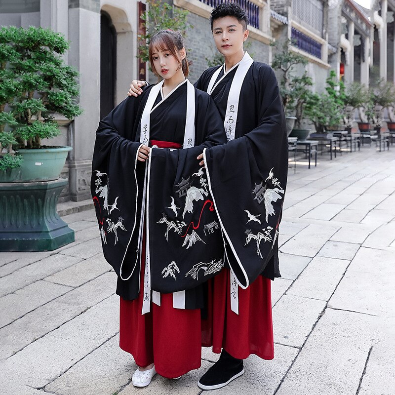 Man forntida kinesisk dräkt hanfu kran vintage vuxna kvinnor folk qing dynastin festival dräkt tangsuit maskeraddräkt fest vestidos