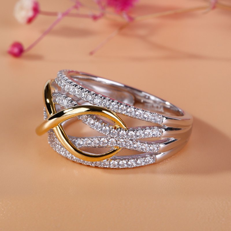 Anillo de compromiso con lazo para mujer, sortija de dos tonos a la , estilo Simple y , tamaño 6/7/8, para boda, de joyería, novedad de 9/10