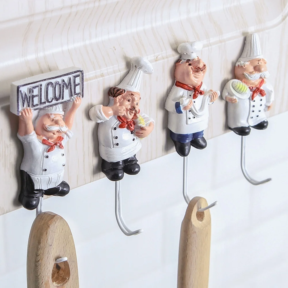 Keuken Creatieve Chef Cartoon Opbergrek Haken Muur Hanger Keuken Haken Voor Gebruiksvoorwerpen