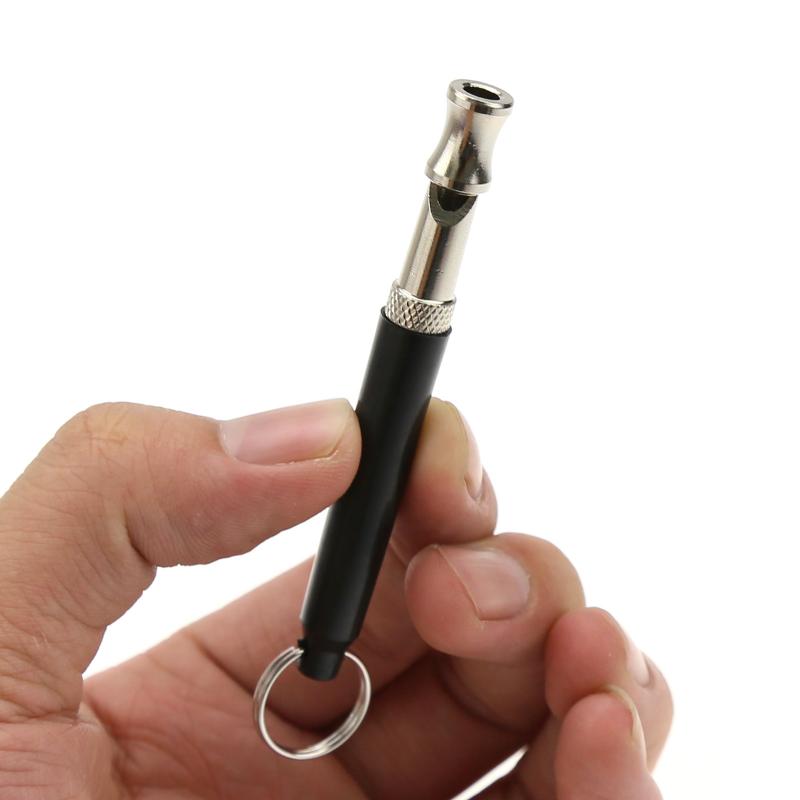 Sifflet à ultrasons silencieux pour chien, apparence métallique, porte-clés Portable, anti-aboiement, produits d'entraînement