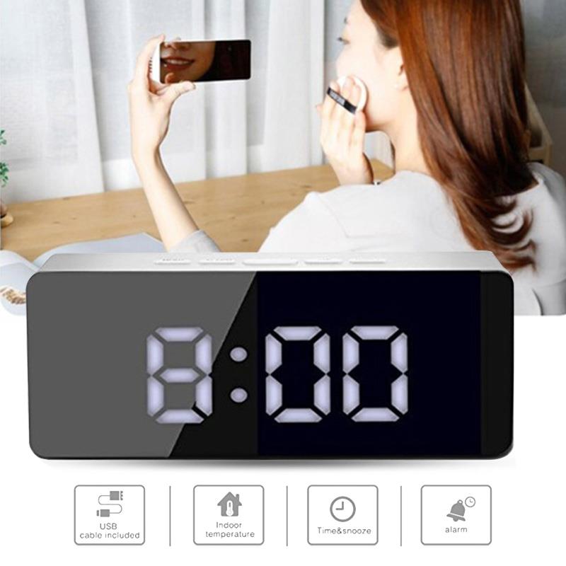 LED Display Mirror Surface Horologe Remind Kitchen Time Alarm Clock Timepiece Prompt Home Timer Multi-Functional Automatic