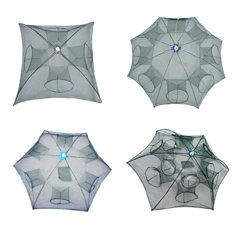Holes Automatic Fishing Net Shrimp Cage Nylon Foldable Crab Fish Trap Cast Crayfish Fish Automatic Trap Shrimp Carp Catcher