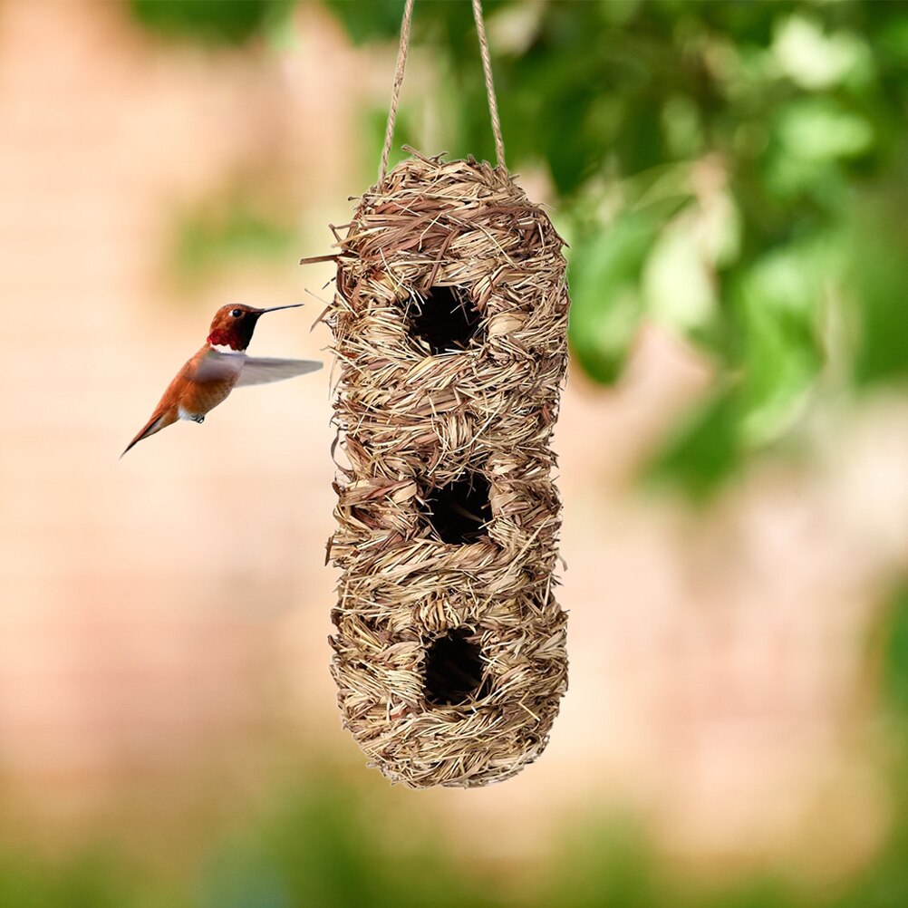 Natural Bird Hut For Outside Hand-Woven Roosting Nest Bird Hut For Yard Decoration Hummingbird House Bird Nest