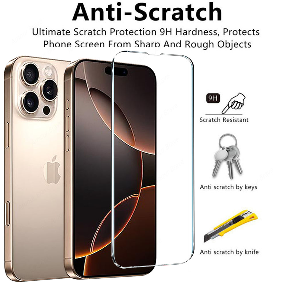 4Pcs Protective Glass on For IPhone 16 15 14 13 12 11 Pro Max XS XR Mini Screen protector For Iphone 7 8 16 Plus Tempered Glass