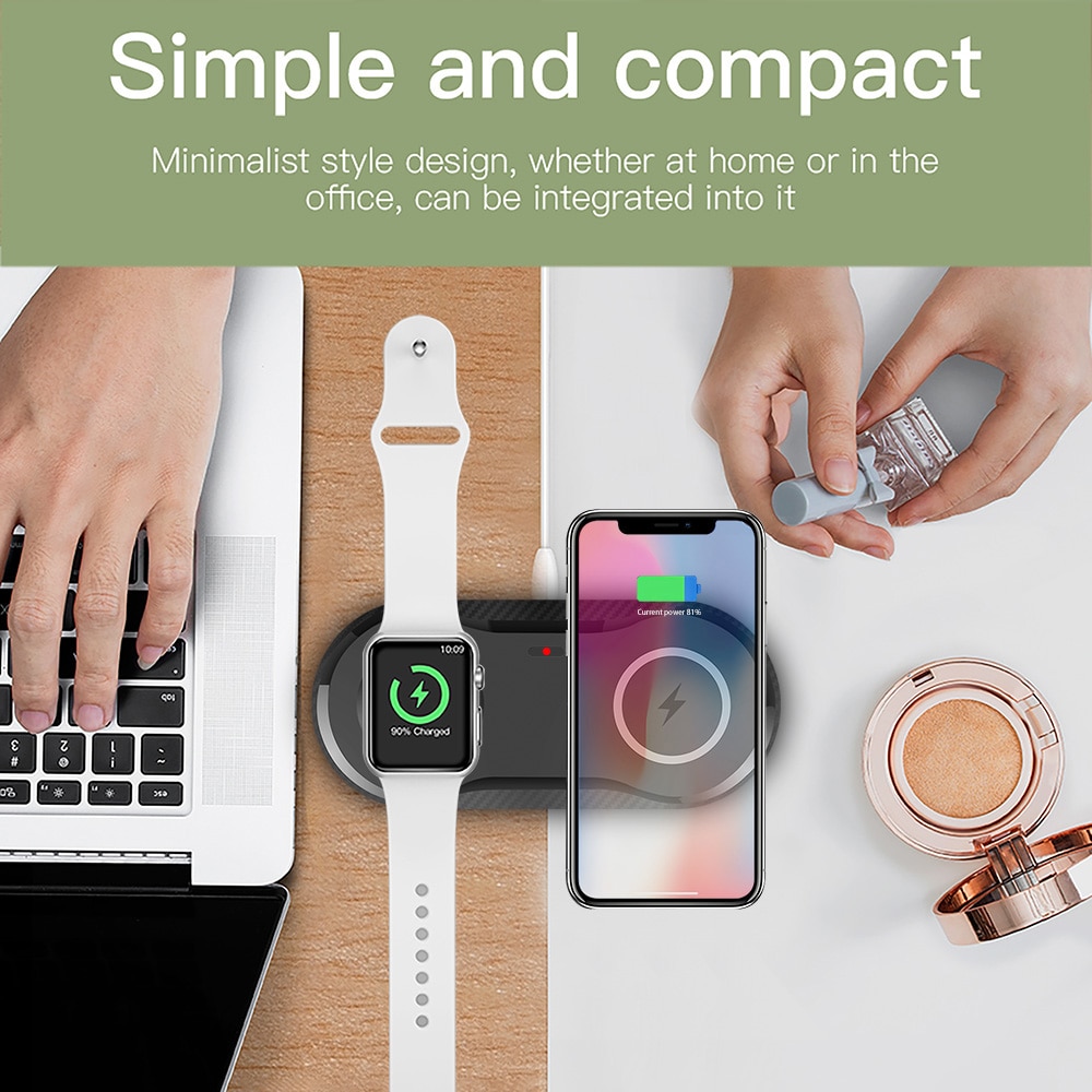 Fdgao 2 in snelle qi draadloze oplader voor iphone 11 pro max xs xr  x 8 plus 1 10w oplaadmat voor apple iwatch 5/4/3/2/1