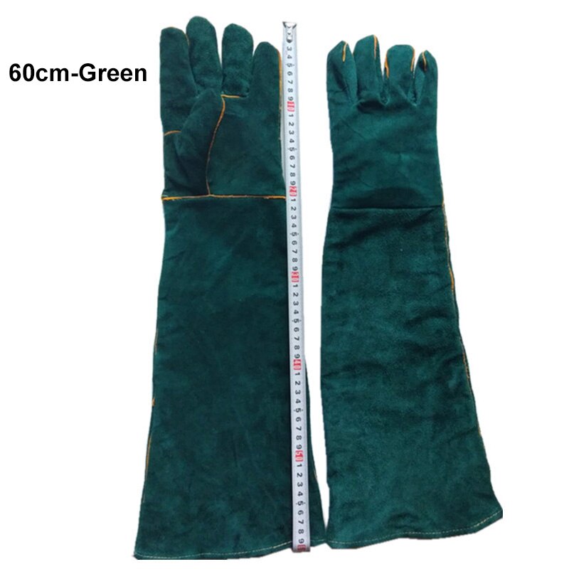 Guanti anti-morso guanti di sicurezza in pelle per addestramento di cattura alimentazione canna gatto rettile animali domestici guanti protettivi antigraffio: verde 60cm