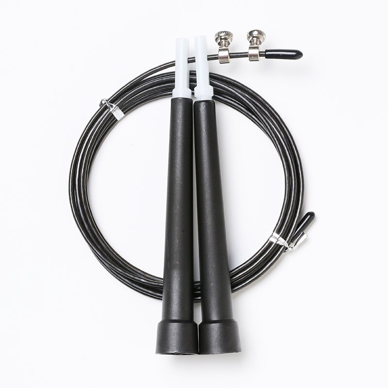 Comba de acero ajustable para Crossfit, equipo de ejercicio, entrenamiento de velocidad en casa y gimnasio, , 3 metros: Black