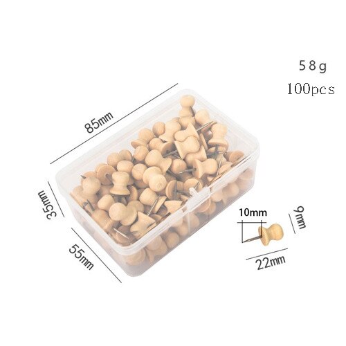 Lot De 100 Pinces à Push-pin En Bois - Pour Tableau En Liège, Notes, Photos, Sans Dommage