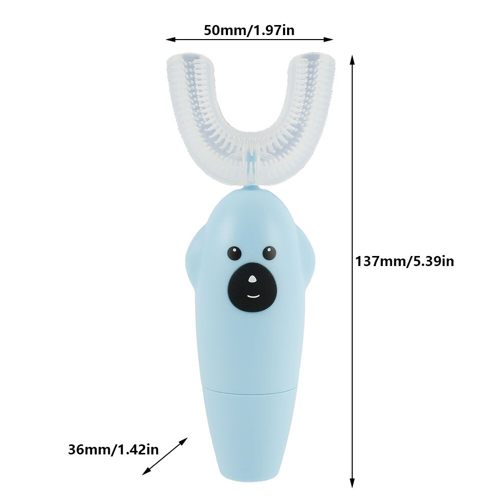 360 Degrees Sonic Automatic Children Teeth Cleaner U Type Electric Toothbrush IPX7 Waterproof Teeth Cleaning Battery Powered: Blue