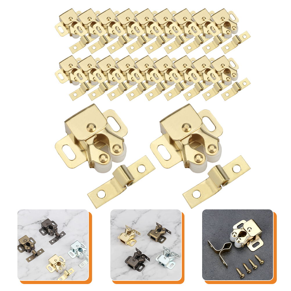 20 Pcs Cold Rolled Steel Double Roller Latch Door Catch Cabinet Closures Rv Cabinet Latches Hardware Storage Locker Wardrobe: Red