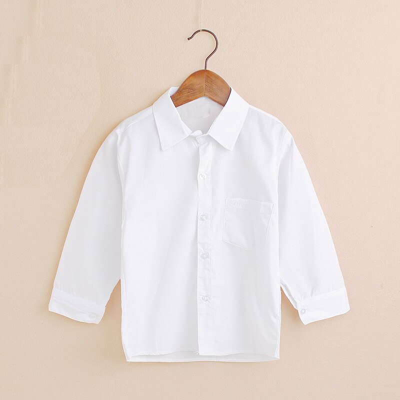 Chemise blanche en coton pour garçons et adolescents, haut droit à col rabattu, vêtements pour enfants: 9T(17)