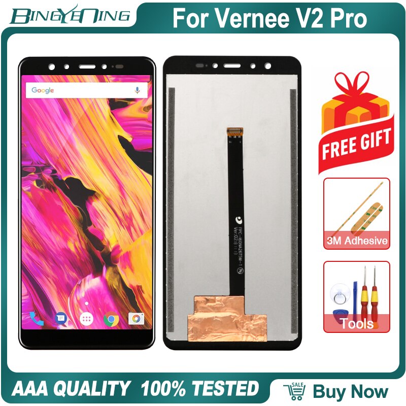 100% Originele Voor Vernee V2 Pro Lcd &amp; Touch Screen Digitizer Met Frame Scherm Module Accessoires Vergadering Vervanging