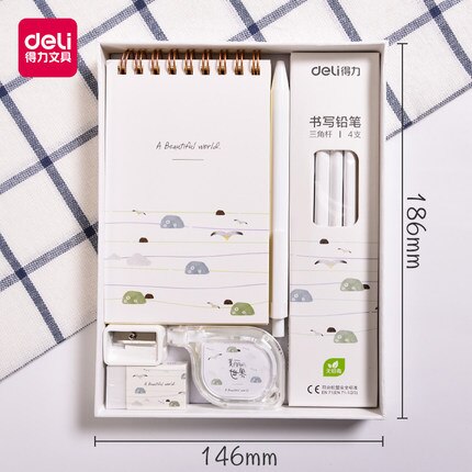 Student Stationery Set Primary High School Cute Cartoon Children's Notebook Pen Tape Eraser Pencil Sharpener: 68886B