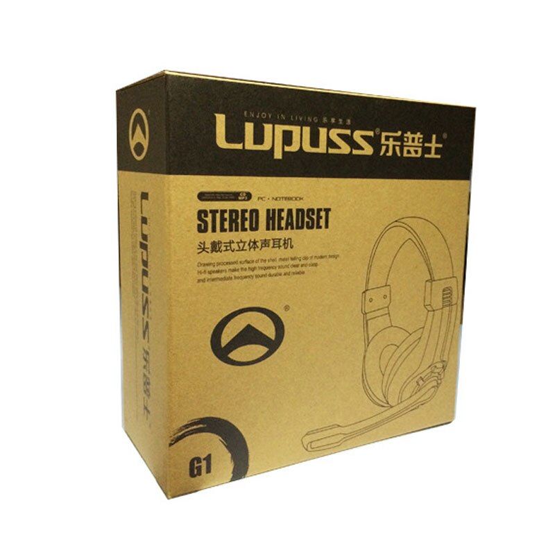 Lupuss G1 Wired Hoofdtelefoon Met Microfoon Verstelbare Over Ear Gaming Headsets Koptelefoon Lage Bass Stereo Voor Pc